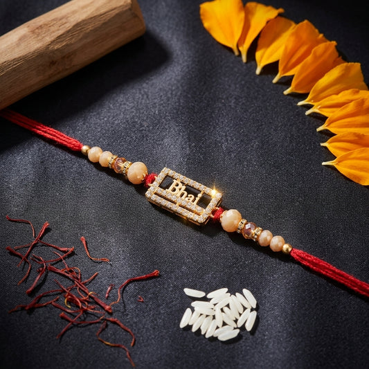 "Bhai" Gold-Tone Script Rakhi