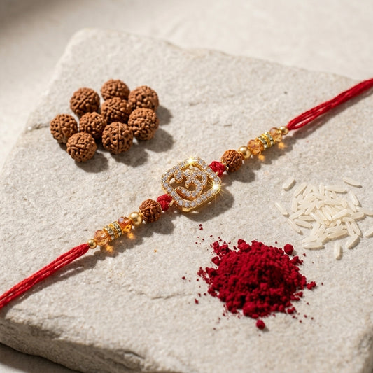 Square Om Crystal Rakhi