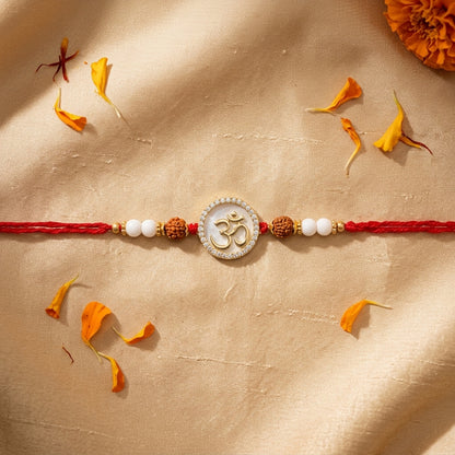 Om Crystal-Bordered Rakhi