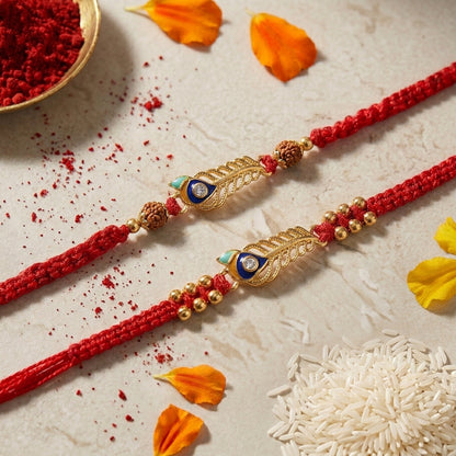 Peacock Feather Bhai Bhabhi Rakhi Duo