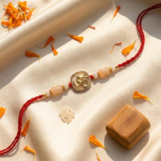 Rotating Om Square Crystal Rakhi