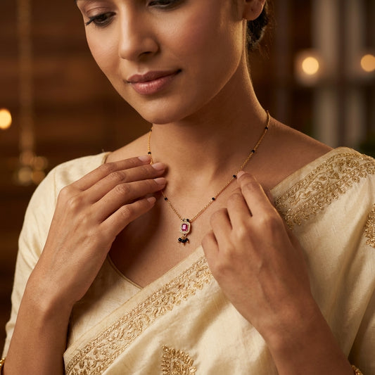 Ruby Drop Diamond Mangalsutra for Women