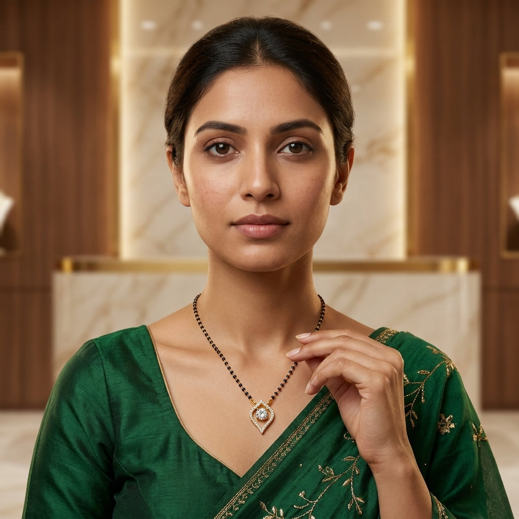 Sparkling Teardrop Diamond Mangalsutra for Women