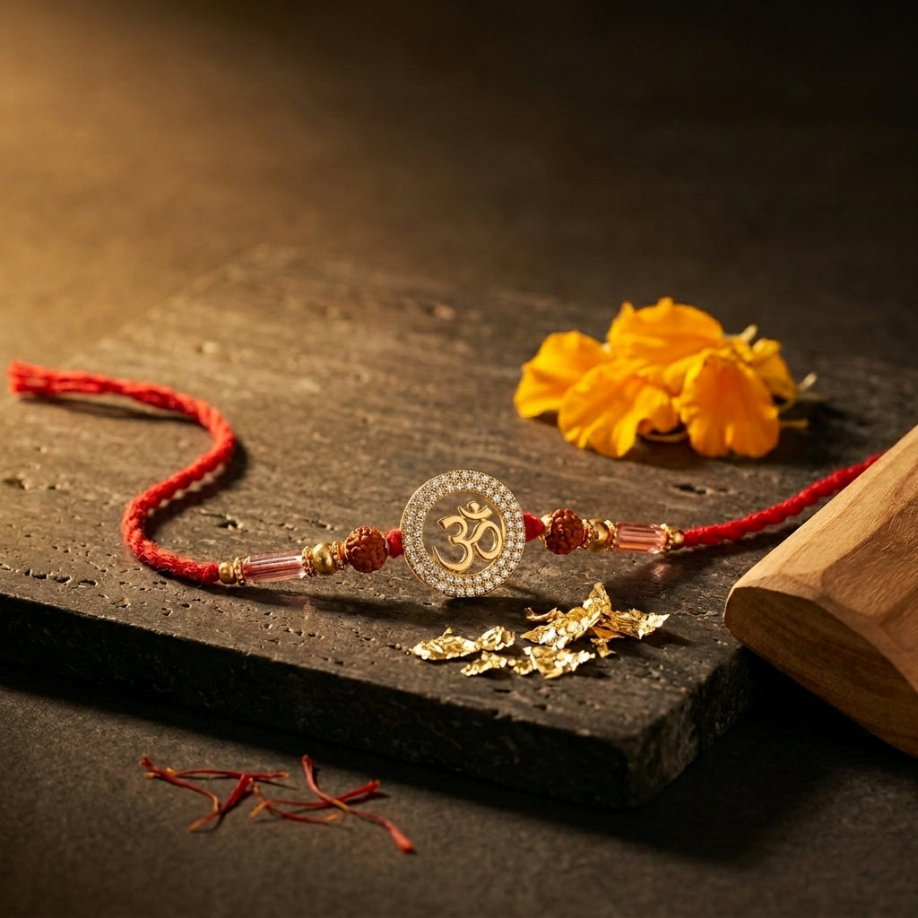 Om Crystal-Encrusted Rakhi
