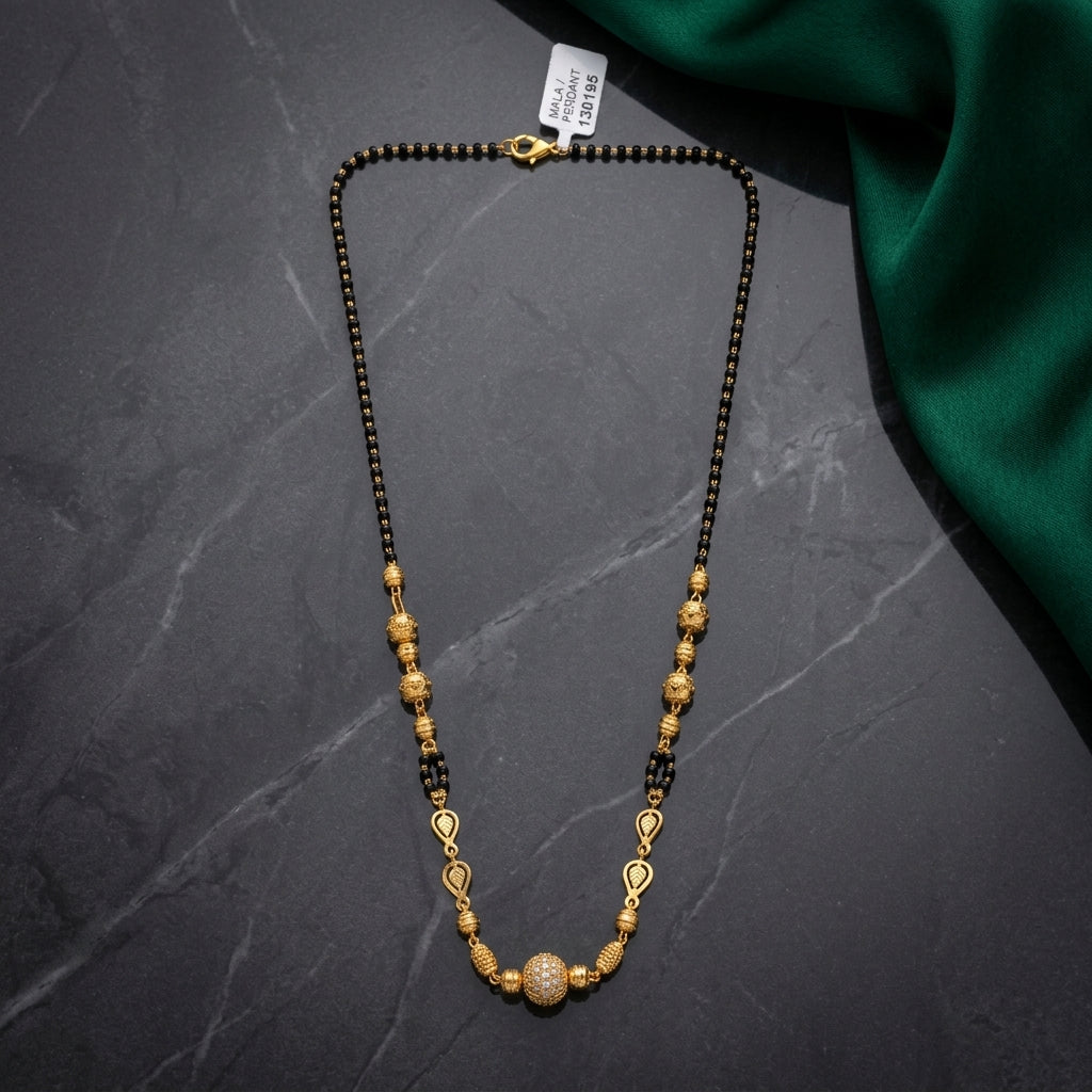 Rajwadi Gold Bead Mangalsutra for Women