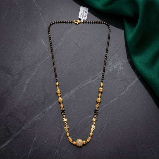 Rajwadi Gold Bead Mangalsutra for Women
