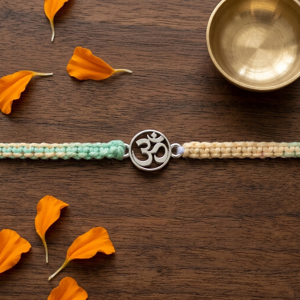 3PC Boho Om Macramé Rakhi Set