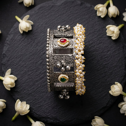 Pearl & Stone German Silver Cuff
