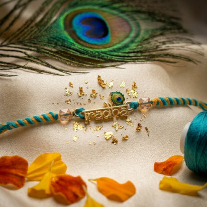 3PC Radha Peacock Feather Rakhi