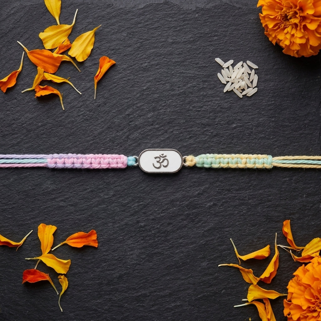 Pastel Multicolor Thread Om Rakhi