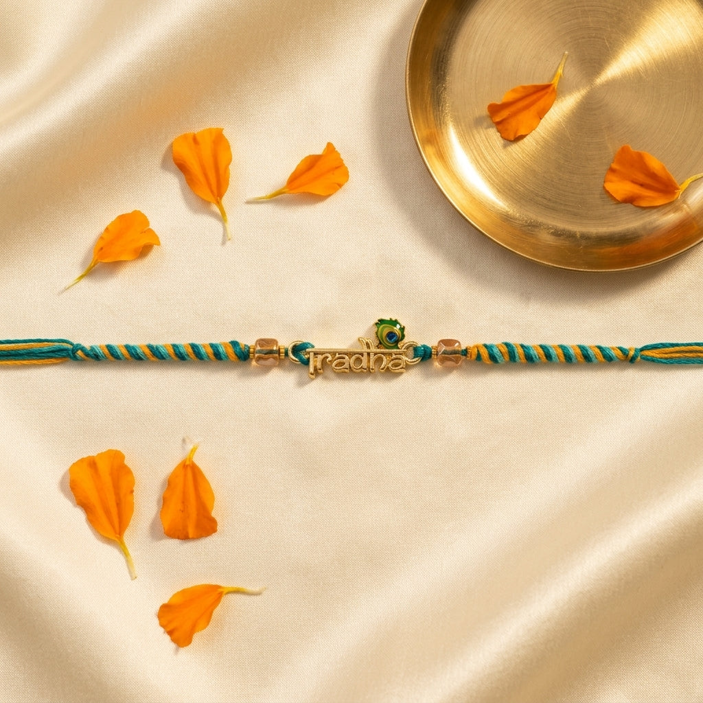 3PC Radha Peacock Feather Rakhi