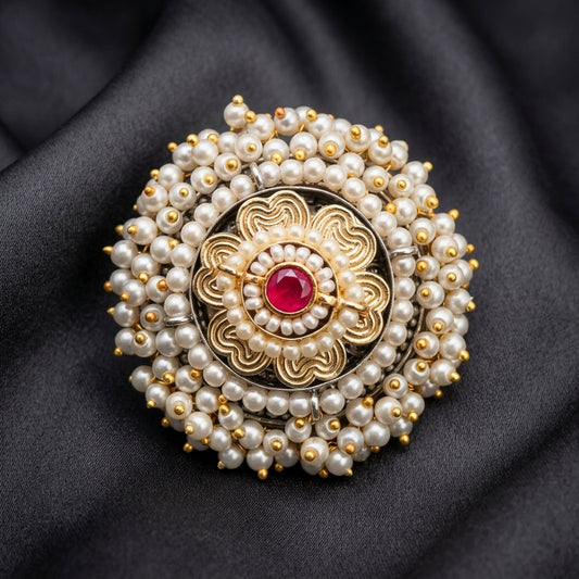 Floral German Silver Statement Ring