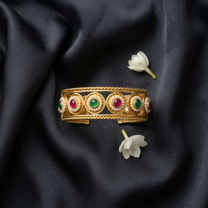 Royal Gemstone Gold Tone Traditional Kada Bangles