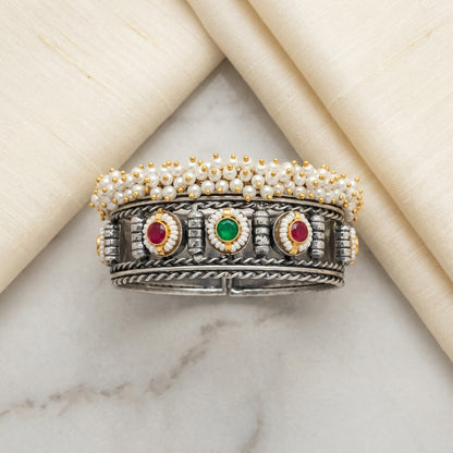 Pearl & Gemstone German Silver Cuff