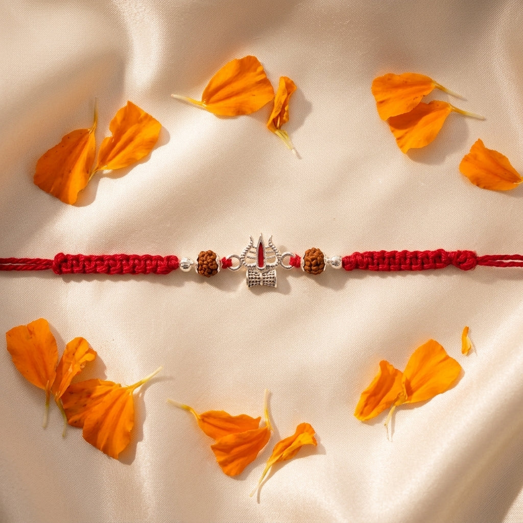 German Silver Trishul Rakhi
