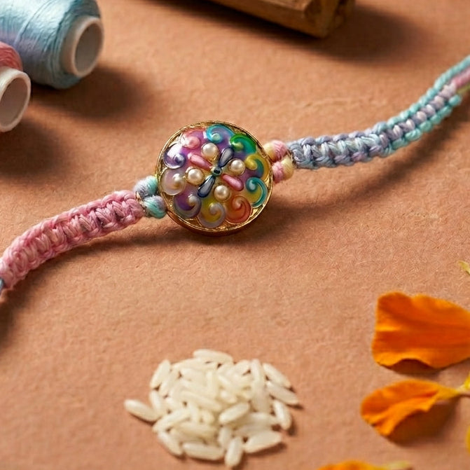 Pastel Multicolor Thread Bhai Bhabhi Rakhi