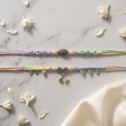 Artisan Multicolor Thread Bhai Bhabhi Rakhi Set