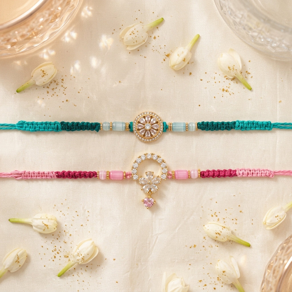 Elegant Stone-Studded Designer Bhai Bhabhi Rakhi