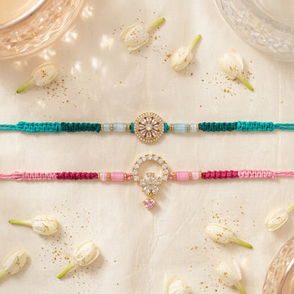 Elegant Stone-Studded Designer Bhai Bhabhi Rakhi