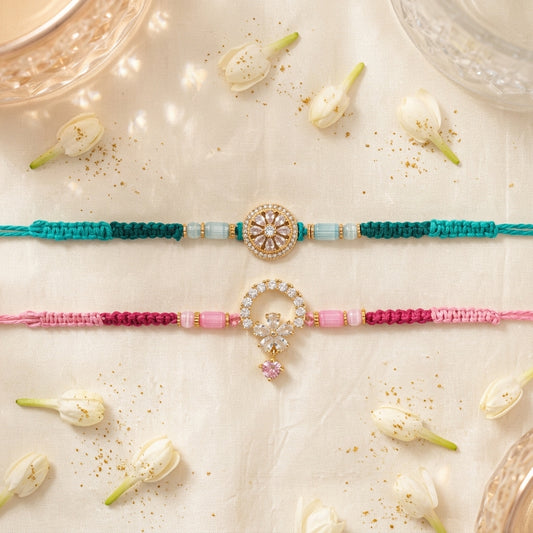 Elegant Stone-Studded Designer Bhai Bhabhi Rakhi