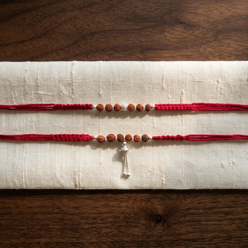 Traditional German Silver Bhaiya Bhabhi Rakhi Set