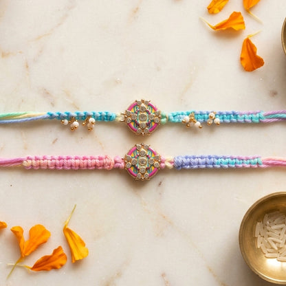 Vibrant Pastel Multicolor Thread Bhai Bhabhi Rakhi