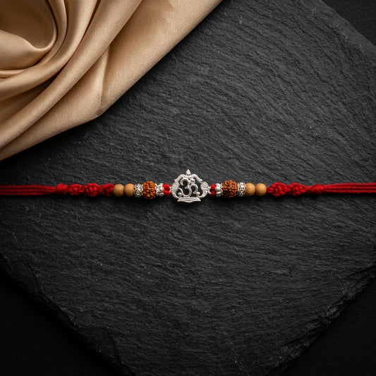 Spiritual Silver Tone Om Rakhi