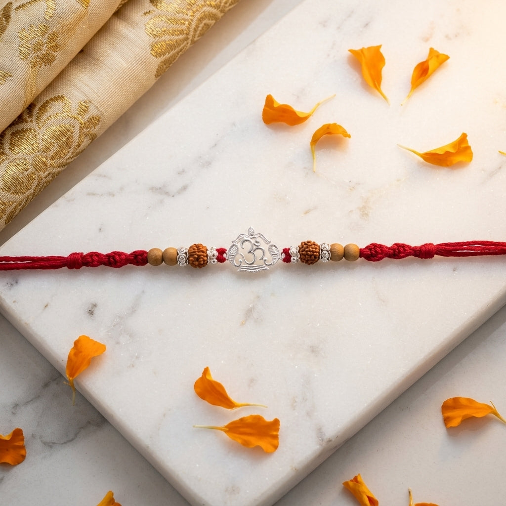 Spiritual Silver Tone Om Rakhi