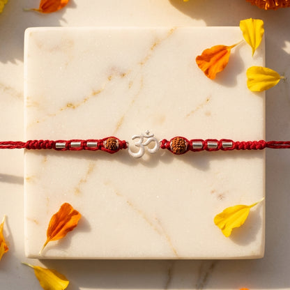 Minimalist Silver Tone Om Rakhi]