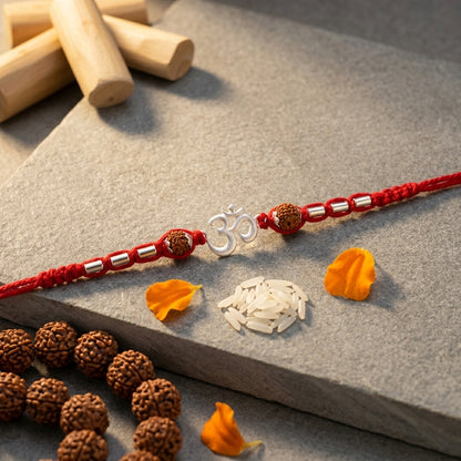 Minimalist Silver Tone Om Rakhi]