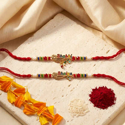 Elegant "Bhaiya-Bhabhi" Designer Rakhi Couple Set