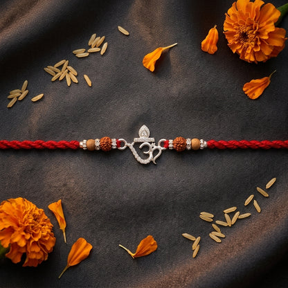 Silver  Tone Om Designer Rakhi
