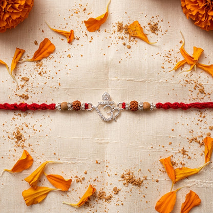 Silver  Tone Om Designer Rakhi
