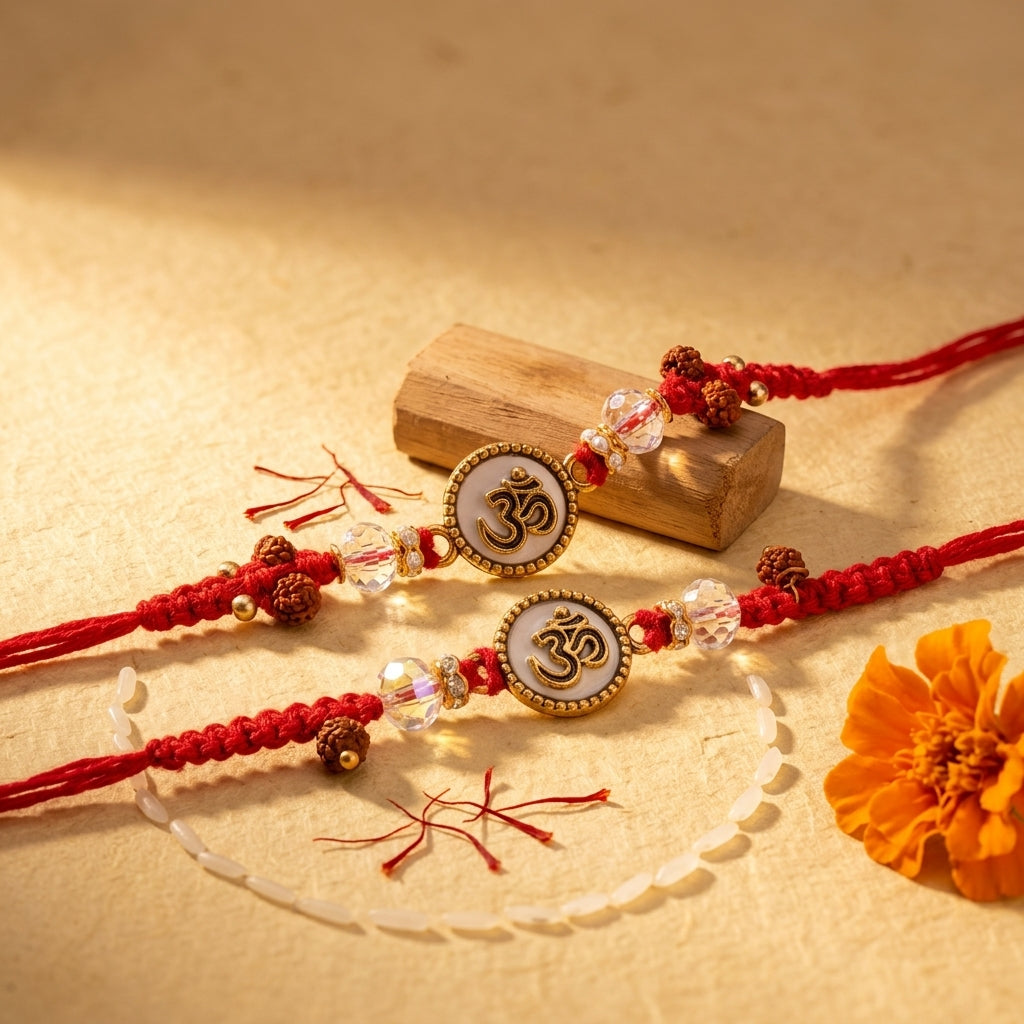 Sacred Om Designer Bhai Bhabhi Rakhi