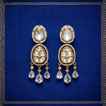 Regal Polki Chandbali Kundan Earrings