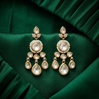 Exquisite Polki Chandbali Kundan Earrings