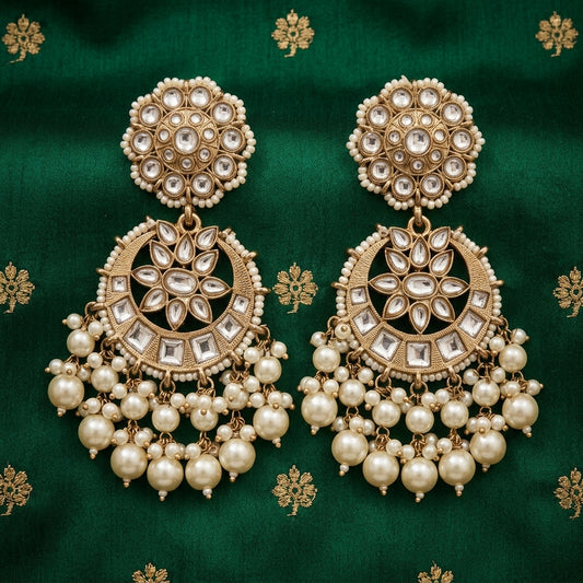 Royal Kundan \Chandbali Earrings