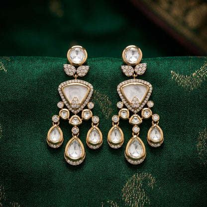 Polki and Mother-of-Pearl Chandelier Earrings