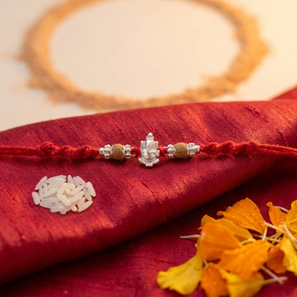 Divine Silver Tone Ganesha Rakhi