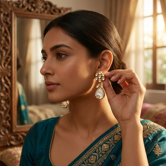 Kundan and Mother-of-Pearl Earrings