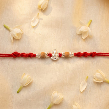 Divine Silver Tone Ganesha Rakhi