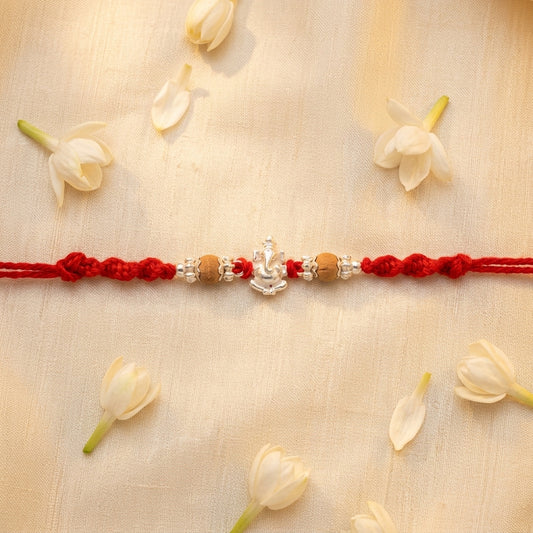 Divine Silver Tone Ganesha Rakhi