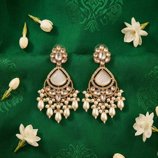 Crimson & Pearl Chandbali Earrings