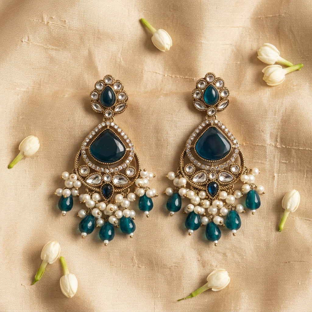 Crimson & Pearl Chandbali Earrings
