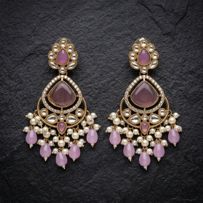Crimson & Pearl Chandbali Earrings