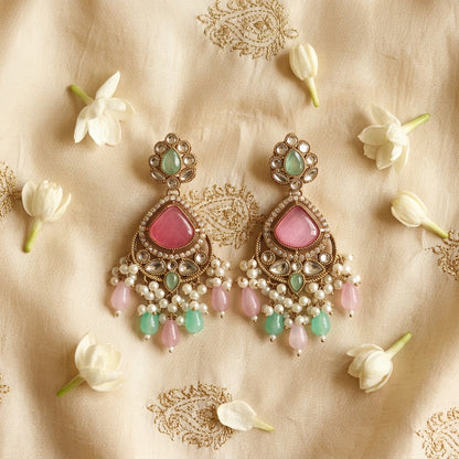 Crimson & Pearl Chandbali Earrings