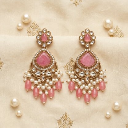 Crimson & Pearl Chandbali Earrings