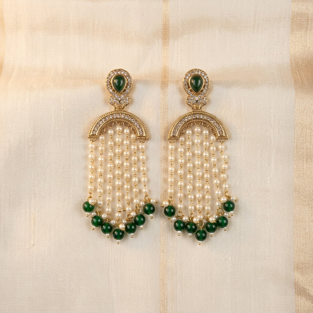 Regal Emerald Layered Earrings