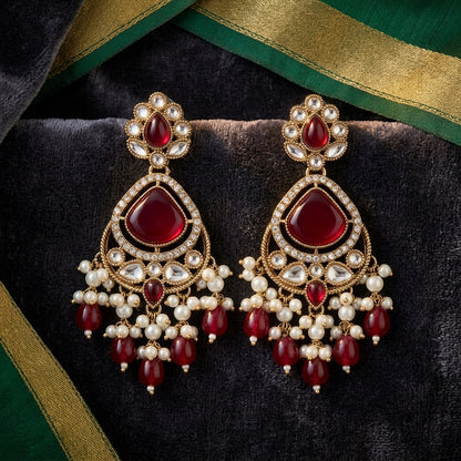 Crimson & Pearl Chandbali Earrings