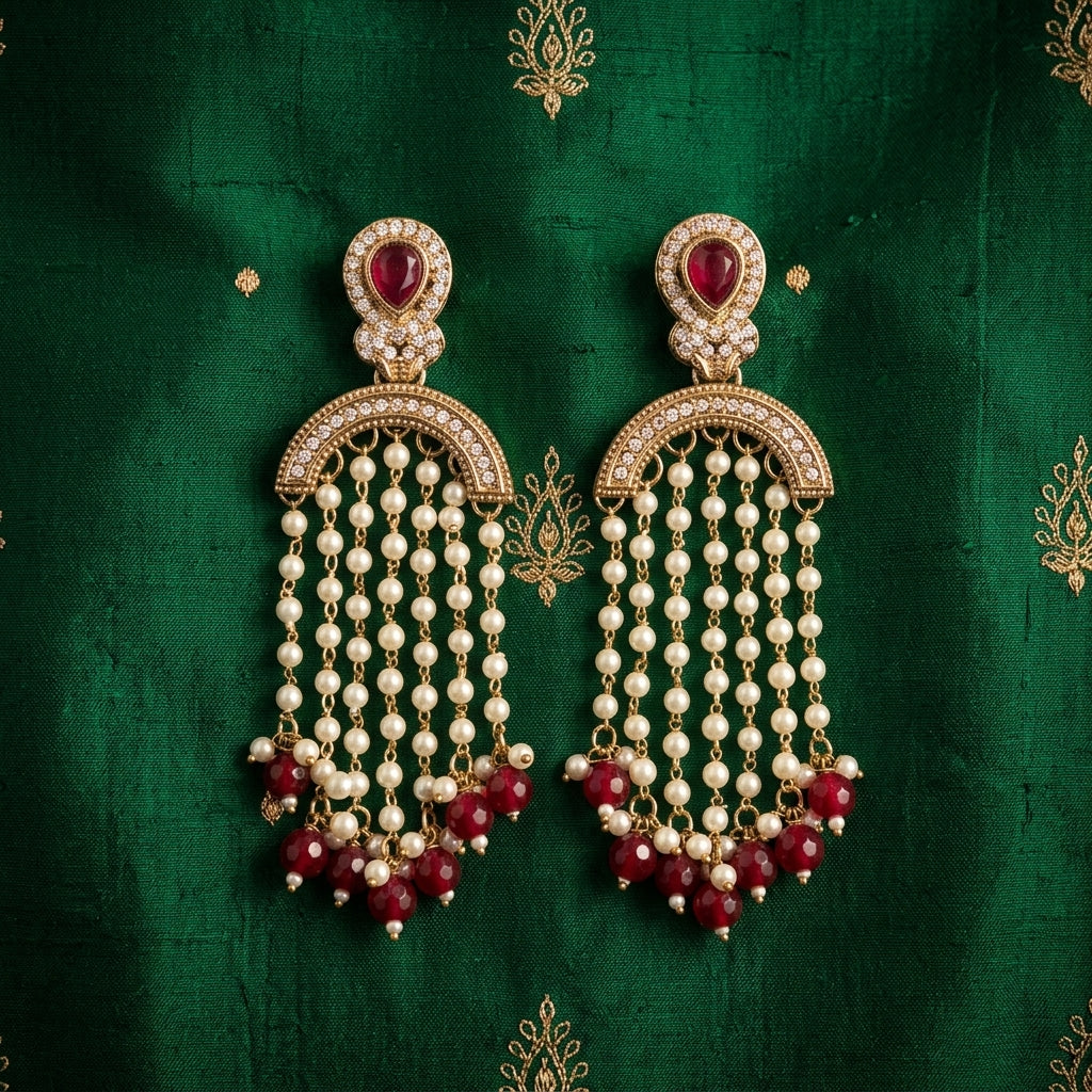 Regal Emerald Layered Earrings